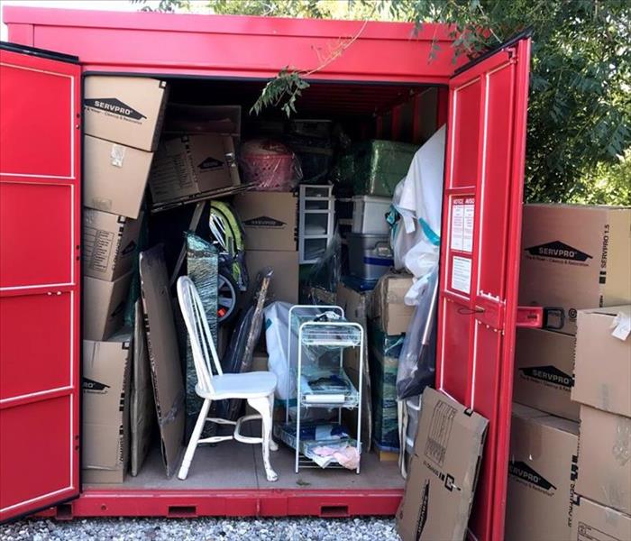 A homeowner's personal belongings inside of a storage unit